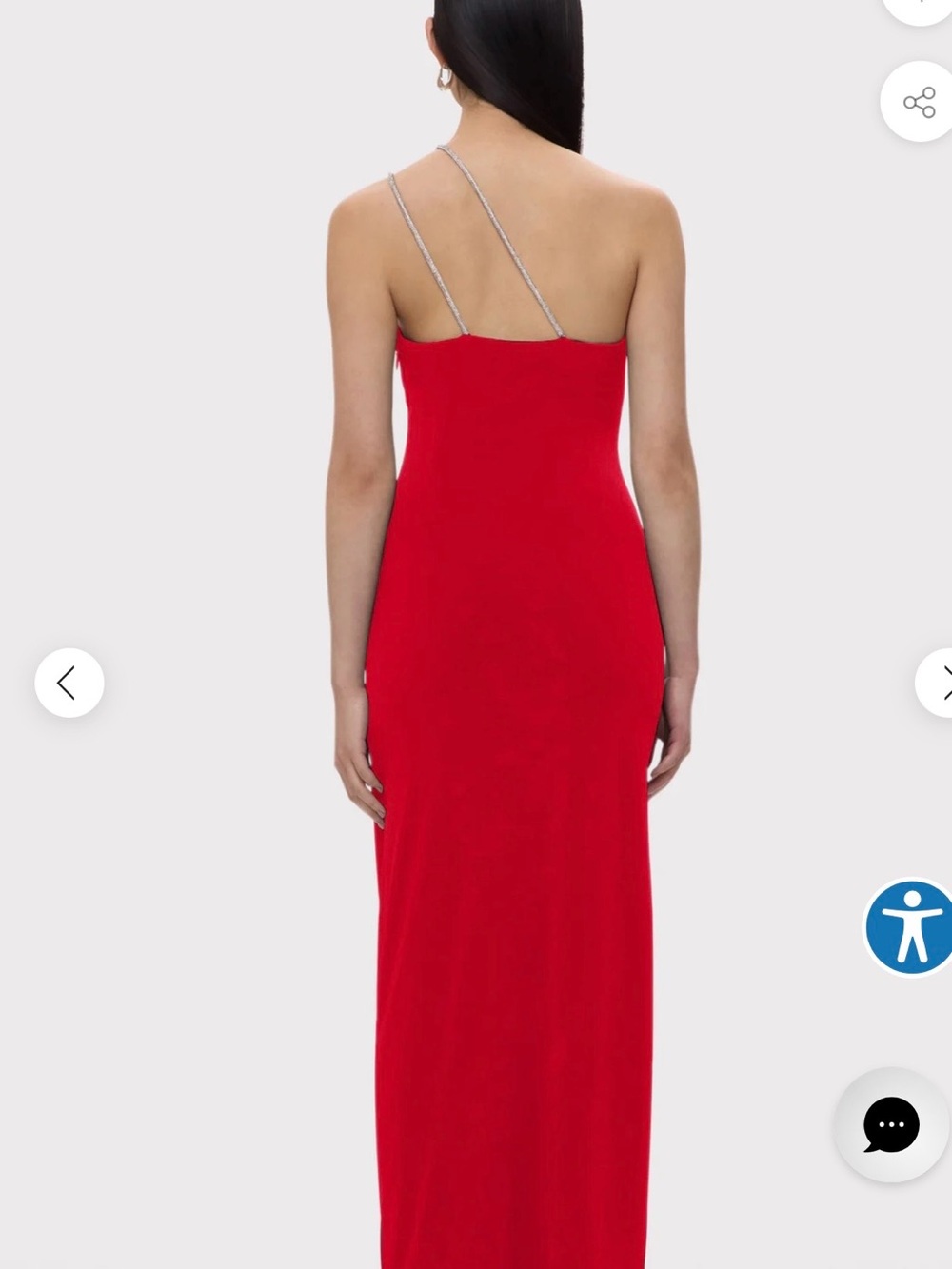 Herve Leger Red One-Shoulder Dress with Silver Chain Strap - Picture 2 of 6